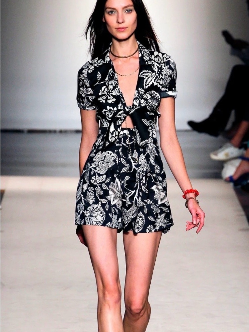 Isabel Marant Black & White Floral Tie-Front Dress